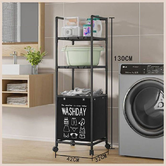 Boden Badezimmerregal Metallisch 41x32x133cm Schwarz