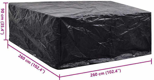 vidaXL Waterproof Protective Dining Table Cover 260x260x90cm In Black Color
