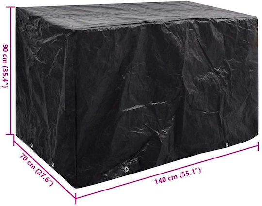 vidaXL Waterproof Protective Dining Table Cover 140x70x90cm In Black Color