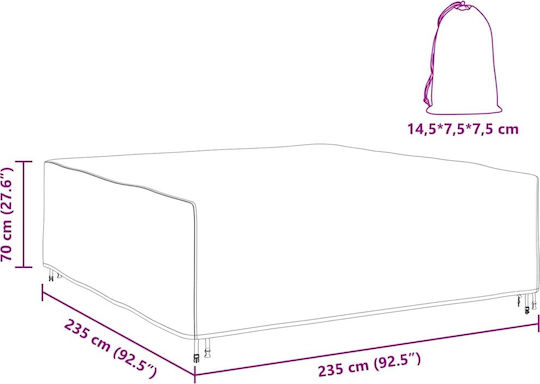 vidaXL Waterproof Dining Table Cover Black 235x235x70cm