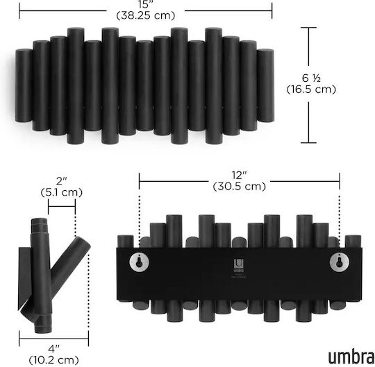 Umbra Wooden Wall Hanger Picket with 5 Slots 5 θέσεων 38x4.4x16.5cm