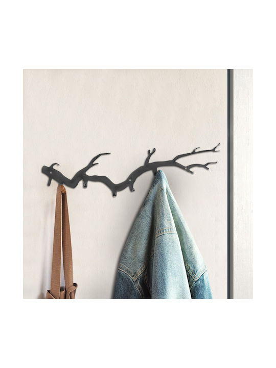 HomeMarkt Metal Wall Hanger with 6 Slots Μαύρη 87x1x22cm 1pc