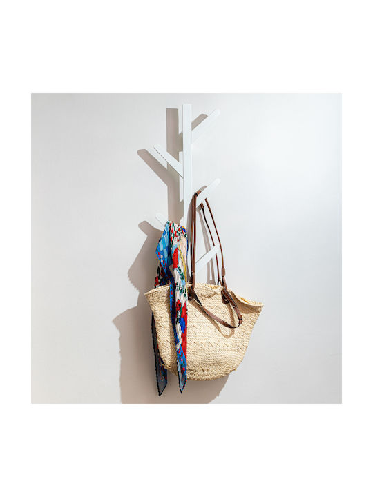 Estia Wooden Wall Hanger 6 Hooks White 26x6.8x26cm