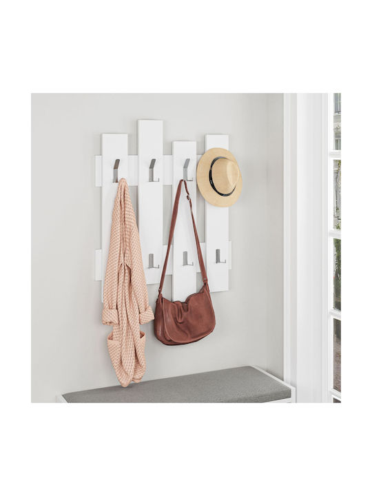 HomeMarkt Wall Hanger Wesson Wooden 16 Hooks White 64x4x79cm