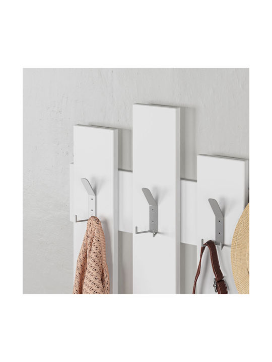 HomeMarkt Wall Hanger Wesson Wooden 16 Hooks White 64x4x79cm
