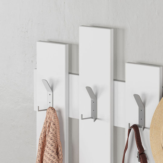 HomeMarkt Κρεμάστρα Τοίχου Wesson Ξύλινη 16 Θέσεων Λευκή 64x4x79cm