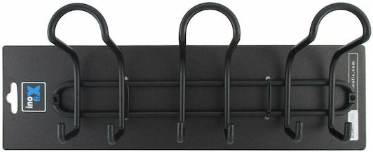 Inofix Метална Стенна Закачалка С 3 Места Черна 13x31x8.4см