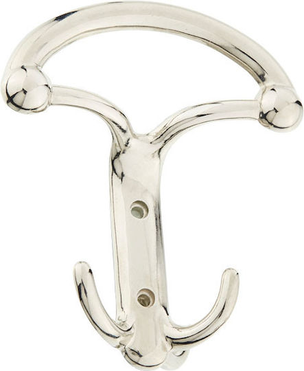 Viobrass Metal Wall Hanger with 2 Slots Silver 12.3x3.7x12.3cm 1pc