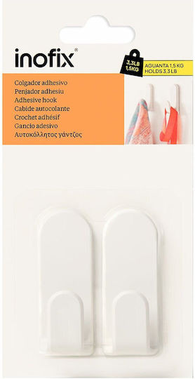 Inofix Wall Hanger Plastic White 6.5x2.5x2.5cm
