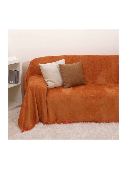 Anna Riska 1300 Ριχτάρι Πολυθρόνας Chenille 150x180εκ. Terracotta