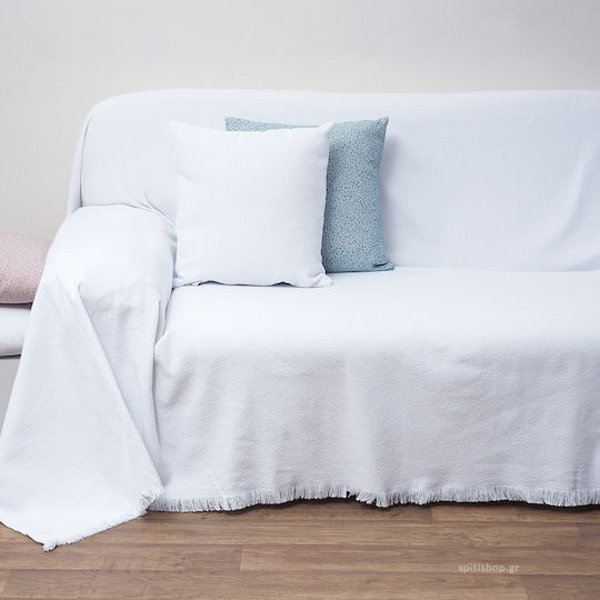 Anna Riska 1554 Dreisitzer-Sofa Wurf Jacquard 180x280cm Weiß