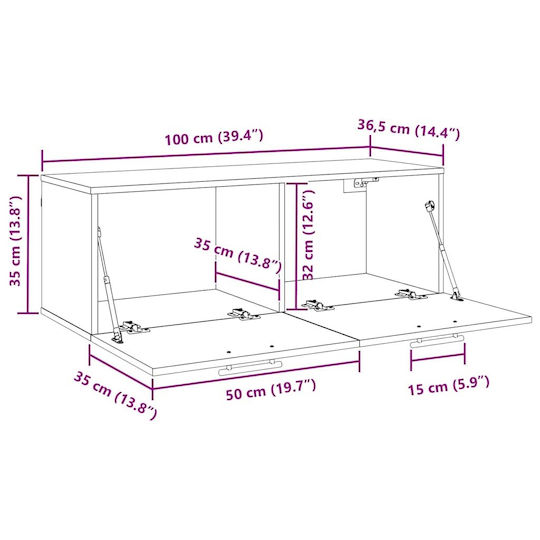 vidaXL Ντουλάπι Μπάνιου 100x36.5x35cm Δρυς