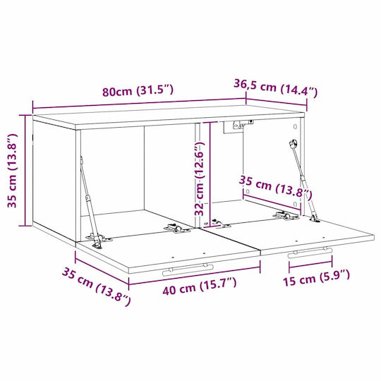 vidaXL Ντουλάπι Μπάνιου 80x36.5x35cm Καφέ