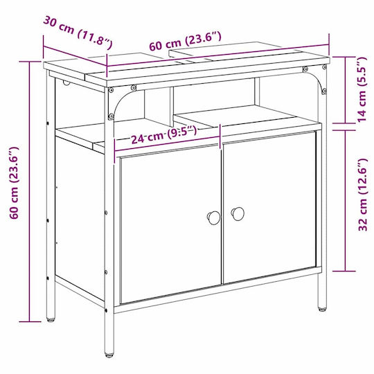 vidaXL Ντουλάπι Μπάνιου 60x30x60cm Καρυδί