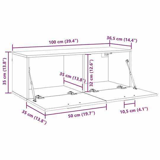 vidaXL Ντουλάπι Μπάνιου 100x36.5x35cm Δρυς