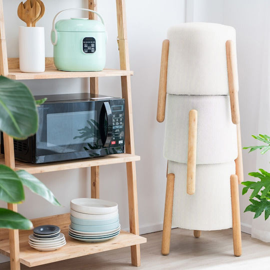Hocker Für das Wohnzimmer Gepolstert mit Stoff White