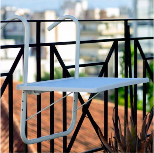 Plastic Table for Small Outdoor Spaces with White Metal Frame 51.5x39.5x55cm