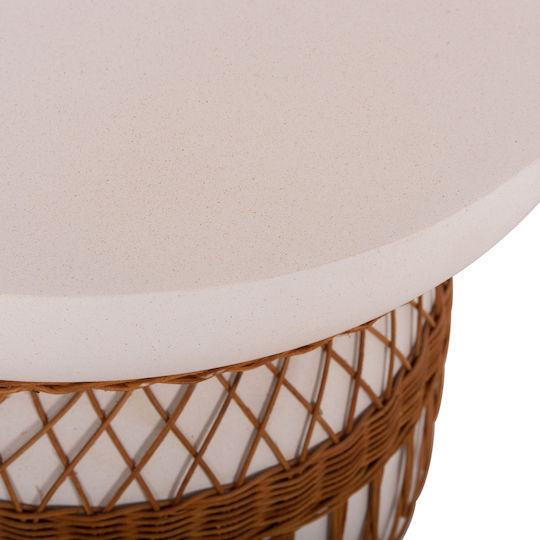 Prilep Round Table Dining Room with Cement Surface White 60x60x76cm