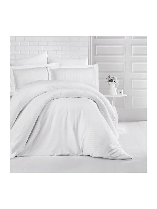 Linea Home Duvet Cover Double 200x250 Soft Satin White