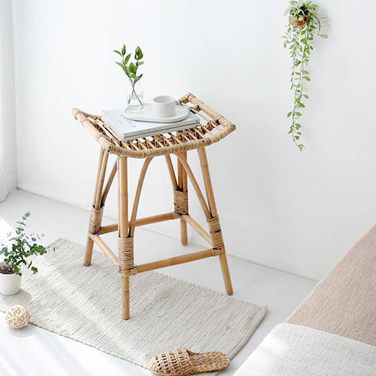 Gartenhocker Außenbereich Rattan Haunani Beiges 50x41x60cm 11186