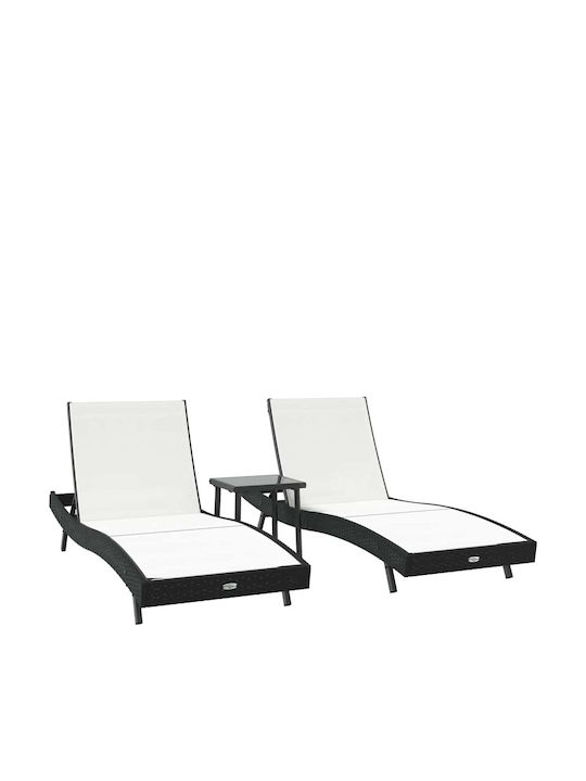 Ξαπλώστρα Rattan 3τμχ 197x70εκ.