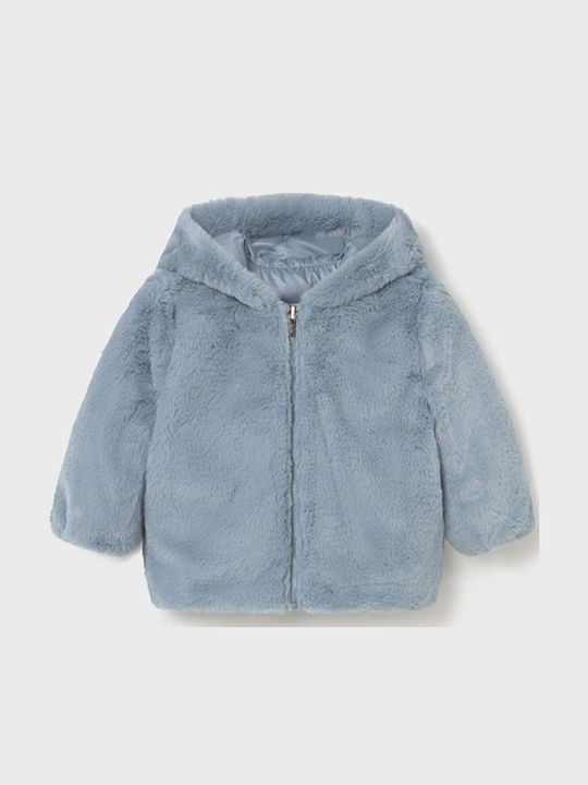 Kids' Fur Double Sided with Hood Light Blue Purple
