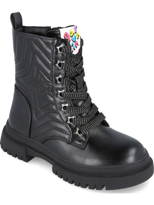 Kids Boots from Patent Leather with Zipper Black