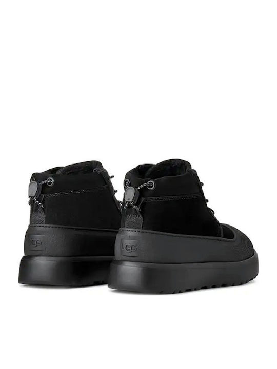 Neumel Leather Kids Boots with Laces Black