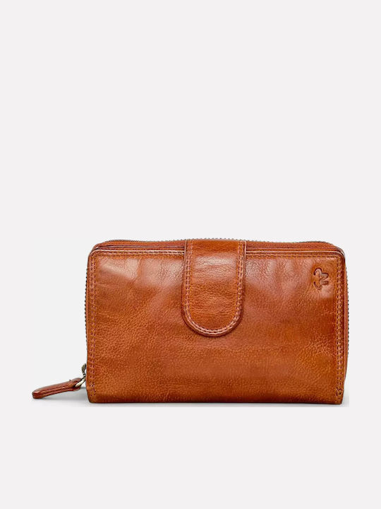 Large Leather Women's Wallet Classic Tabac Brown