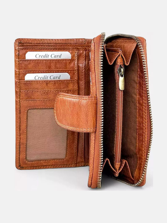 Large Leather Women's Wallet Classic Tabac Brown