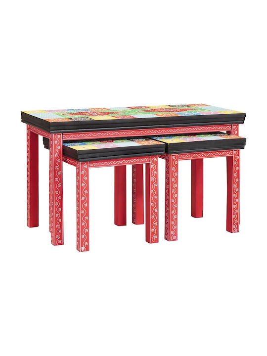 vidaXL Rectangular Solid Wood Mango Coffee Table 3 Pieces W38xD38xH41.5cm