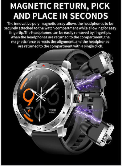 Microwear K95 Smartwatch με Παλμογράφο (Μαύρο)