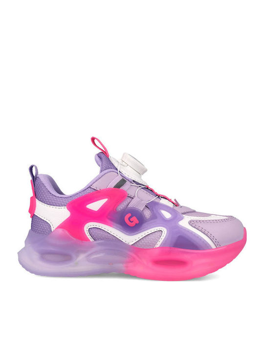 Kinder Sneakers Anatomisch mit Klettverschluss & Lichtern Flieder