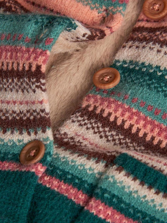 Kids Cardigan Knitted with Hood Multicolor