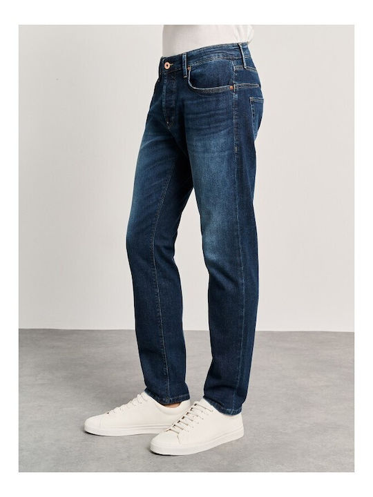 Simon Men's Elastic Jeans Pants with Regular Straight Fit Blue
