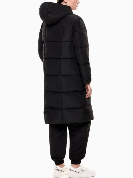 Μακρύ Γυναικείο Puffer Μπουφάν για Χειμώνα Core Black