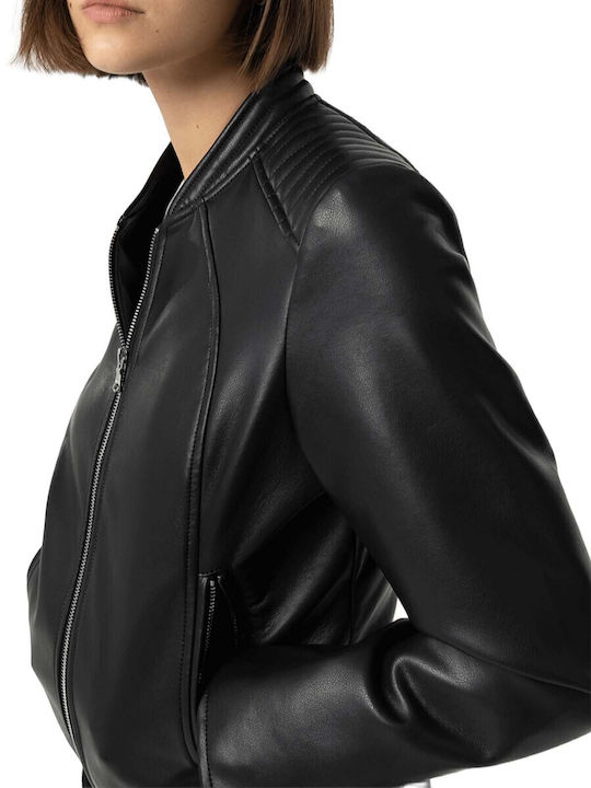 Women's Biker Jacket for Winter Black