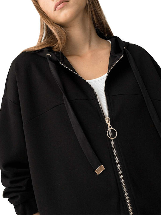 Women's Sweatshirt Jacket Hooded Black