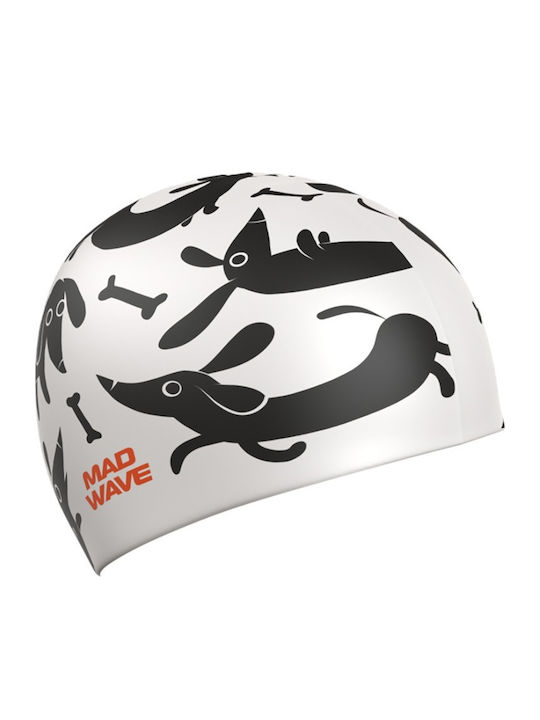 Mad Wave Silicone Swimming Cap Dachshund Mad Wave White