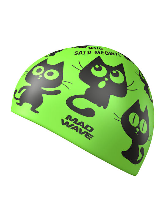 Παιδικό Σκουφάκι Κολύμβησης Σιλικόνης Mad Wave Cats Junior Swim Cap Green M057405000w Πράσινο