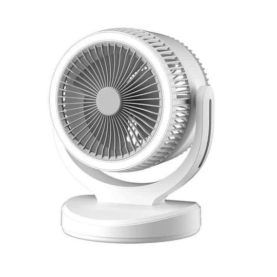 Electric Desk Fan 3 Light Intensities Stand Made Abs USB Charging Oscillating 3 Speed Settings White