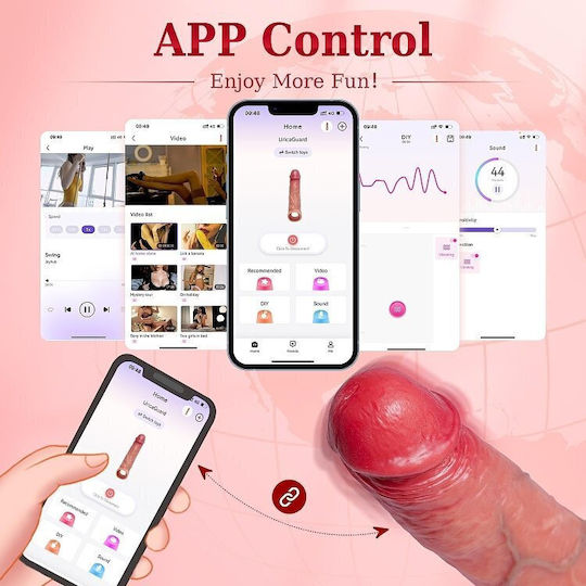Smd Payton Penis Sleeve Extender & App Vibrator Επέκταση Πέους Δονητής App Μέσω Bluetooth Flesh