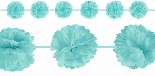 Χάρτινες Διακοσμητικές Γιρλάντες Pom Pom Γαλάζιες 365εκ 2 Τεμάχια