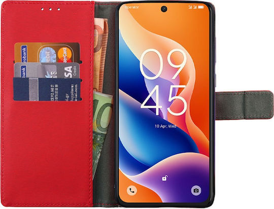 Volte-Tel Book Synthetic Leather / Silicone Red (TCL 605, TCL 60 SE)