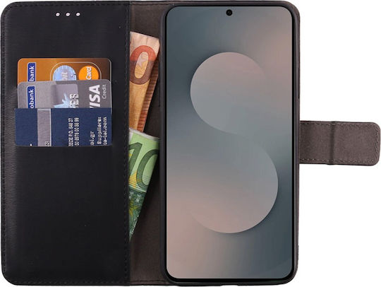 Volte-Tel Buchen Sie Synthetisches Leder / Silikon Schwarz (Galaxy S25 FE)