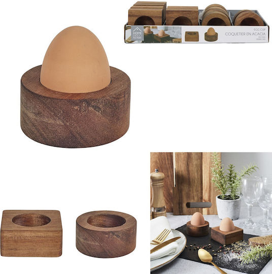 The Home Deco Factory Egg Cup Wooden Brown 2pcs