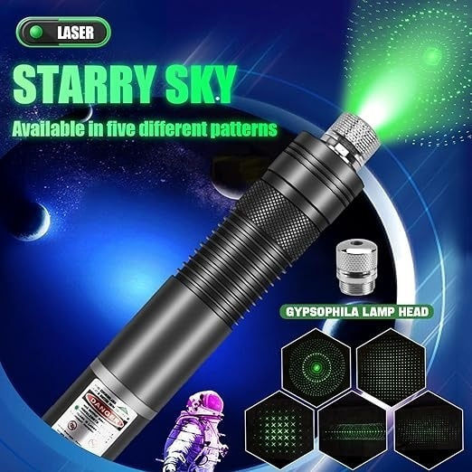 Efect 3D Laser Portabil Reîncărcabil Încărcare USB Carcasă Metalică 5 Capete Interșchimbabile Lumină Verde Blocare Deblocare Cheie Negru