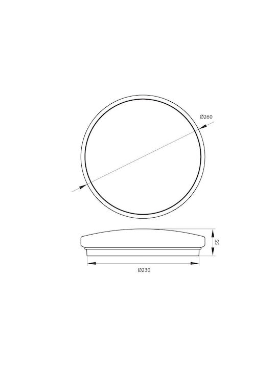 Vivalux Ceiling Mount Light 26cm with Integrated LED