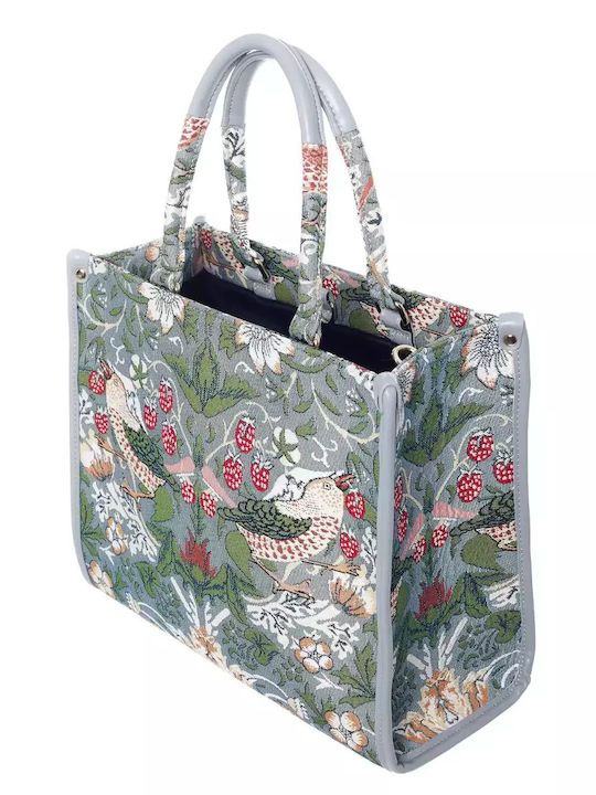 City Γυναικεία Tote Τσάντα από Συνθετικό Δέρμα Strawberry Thief Grey