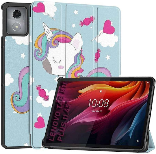 Калъф За Таблет Lenovo Tab K11 Plus Skyddar Innovation Многоъглова Стойка Функция Сън Събуждане Foldpro Unicorn Комплект Стикер